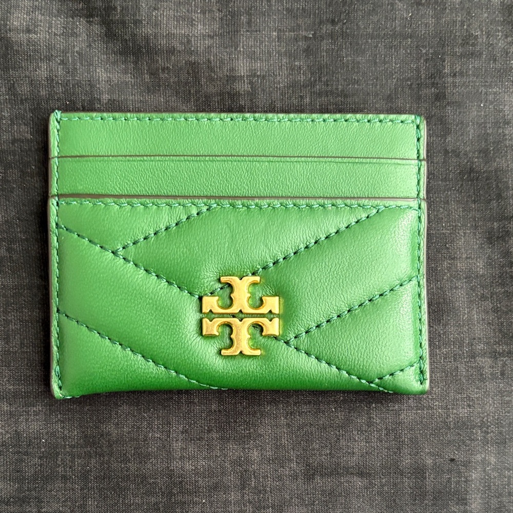 Tory Burch Vibrant Green Quilted Card Holder